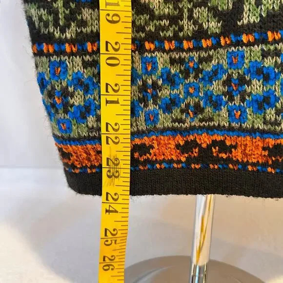 Vintage 80s 90s Wool Italian Floral Fair Isle Heavy Knit Chunky Cozy Cabincore - Picture 6 of 6